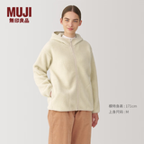 MUJI 女式 长毛抓绒 连帽衫 摇粒绒外套冬季款长袖女装上衣BB2QOA4A 象牙色 S(155/80A)