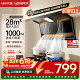 优盟（UM）【上门安装】顶侧双吸抽油烟机28风量家用变频1000Pa大吸力一级能效免拆自清洁超薄以旧换新UC167D