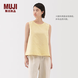 MUJI 女式 汉麻棉无袖罩衫 上衣女款背心坎肩 女装夏季 BC2MRC5S 浅黄色条纹 M （160/84A）