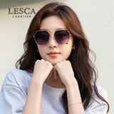 LESCA LUNETIER透明蓝色防紫外线太阳镜男士多边形金属开车墨镜潮海边眼镜女圆脸