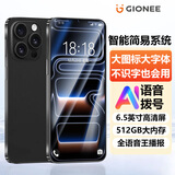 金立老人智能手机 大字大声简易模式 一键亲情拨号 微信抖音可用 512GB大内存 6.5英寸大屏老年备用机 黑色 8核+128GB 【支持老人简易系统】