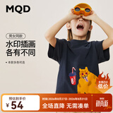 MQD童装夏款卡通男女童圆领套头韩版潮酷短袖T恤 藏青 130