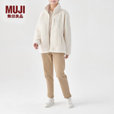 MUJI 男女通用 羊羔绒拉链夹克 春秋柔软摇粒绒外套  格雷系 米白色 4XS-3XS（150cm)
