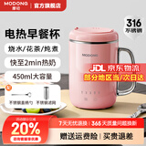 摩动烧水壶 家用迷你小型烧水杯养生壶 轻音电煮杯办公室加热牛奶神器宿舍可用电热水壶保温恒温电炖杯 0.45L -MD-DB36-L-粉色滤网316