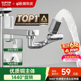 苏泊尔（SUPOR）龙头起泡器1440°万向延伸器防溅水全铜万能接头加长厨房面盆S