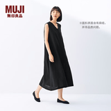 MUJI女式 棉 汉麻 无袖连衣裙女装裙子夏季 连身裙长裙 BCD91C5S 黑色 M （160/84A）
