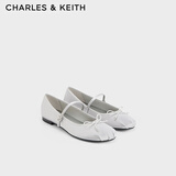 CHARLES&KEITH蝴蝶结平底玛丽珍鞋单鞋女生日礼物送女友CK1-71720057 Silver银色 37
