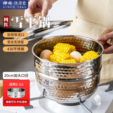 神田雪平锅煮面汤锅不锈钢蒸锅小奶锅进口日式辅食锅蒸锅 带蒸屉20cm