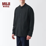 MUJI 男式 棉水洗牛津 立领衬衫 纯棉全棉 ACA40C2S 黑色 XL 180/104A