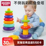 MKBIBI叠叠乐婴儿套圈玩具早教不倒翁彩虹套圈环积木1-3岁生日礼物