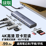 绿联Type-C扩展坞USB-C拓展坞转HDMI读卡器分线器SD卡TF多合1通用苹果MacbookNeo华为小米笔记本iPad