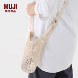 MUJI 棉制 附肩带网兜包 可肩挎杯袋 迷你手提袋编织包通勤包MD1ECC3S 原色 宽12.5*长24cm（不包括把手）