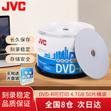 杰伟世（JVC）DVD-R盘面可打印光盘16速 4.7G刻录光盘/空白光盘 投标/视频/档案存储桶装50片（可定制盘面）