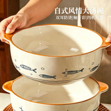 品喻（PINYU）日式陶瓷双耳汤碗家用大碗2026新款大号汤盆10.5寸酸菜鱼大盆碗