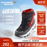Skechers斯凯奇儿童绒绒靴雪地靴保暖男童棉鞋防寒加绒高帮女童靴660092L 男童/黑色/红色/BKRD 28.5