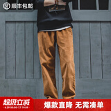 马登工装美式复古垂感灯芯绒长裤子男春冬新款直筒修身显瘦男士休闲裤 琥珀色 【男裤冬季厚款/男士裤子/美式工装裤/长裤】 2XL