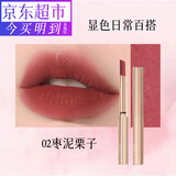 HLLR丝绒哑光口红适合素颜的温柔显白滋润显色小支装金管女士口红唇膏 02#枣泥栗子