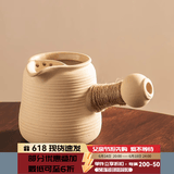 瓷牌茗茶具（cipaiming teaset）茶壶粗陶烧水壶户外酒精炉煮茶壶陶瓷围炉煮茶茶具套装 米白月如侧把罐罐壶