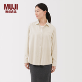 MUJI 女式 法兰绒 衬衫领 长袖衬衫衬衣内搭上衣纯棉冬季女装格子 象牙色 M （160/84A）
