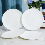 红牡丹 白色骨瓷盘子套装家用西餐盘釉下彩菜盘纯白碟子陶瓷牛排盘沙拉 纯白8英寸月光 4个装 8英寸