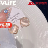 VLIFE法式猫眼锆石耳环蚊香盘耳夹无耳洞女耳钉高级感新款耳饰生日礼物 猫眼锆石耳夹 一对装