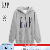 GAP男女装春款logo印花抓绒宽松运动连帽衫卫衣786920 灰色 XL (180/100A)亚洲尺码【偏大,建议拍小一码】