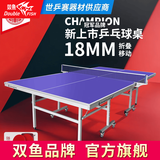 双鱼冠军乒乓球桌可折叠乒乓球台室内家用乒乓球球桌专业训练乒乓球案子 GJ2001球台 蓝面18MM可折叠