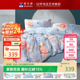 富安娜床上四件套纯棉100%全棉床单被套印花套件 双人加大床品1.8米床