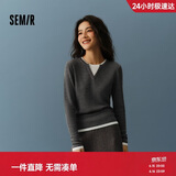 森马（Semir）森马毛衣女短款假两件含羊毛针织衫24冬新款保暖内搭109724107015