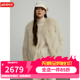 付智恩芦苇花 芬兰进口狐狸毛典雅轻盈年轻感圆领皮草外套女 米杏色 M