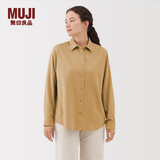 MUJI 女式 法兰绒 衬衫领 长袖衬衫衬衣内搭上衣纯棉冬季女装格子 暗黄色 S （155/80A）