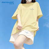 真维斯（Jeanswest）运动套装女士夏季新款跑步休闲纯棉短袖宽松大码短裤透气两件套装