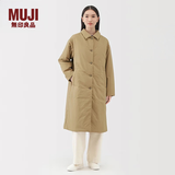 MUJI 女式 蓬松棉服立领大衣 外套女款冬装长款冬季女装棉衣衣服 米色 XL (165/92A)