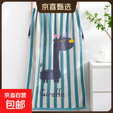 京东快递纯棉浴巾亲肤柔软不掉毛洗澡大浴巾毛巾吸水速干可爱卡通 长颈鹿蓝 70*140cm 1条装