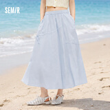 森马（Semir）商场同款|半身裙女26夏灵动蝴蝶结长裙纯白a字裙子101326120011