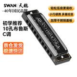 天鹅（SWAN）10孔布鲁斯口琴C调学生儿童初学者入门蓝调口琴乐器黑色