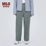 MUJI女式 弹力起毛 抽褶裤 休闲西裤长裤子春秋款 BE1P0C3A 灰色 M (160/66A)