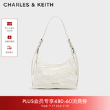 CHARLES&KEITH褶皱仿油蜡皮手提单肩腋下包女生日礼物送女友CK2-40271360 CK2-40271360Cream奶白色 M
