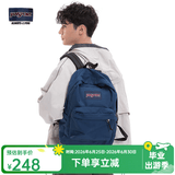 JANSPORT杰斯伯双肩包女男26L隔层轻便大容量背包学生书包 4QUE 003 海军蓝【升级款】侧袋+隔层