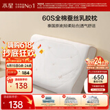水星家纺乳胶枕头93%泰国进口原浆天然乳胶枕芯60S长绒棉抗菌防螨蚕丝枕头