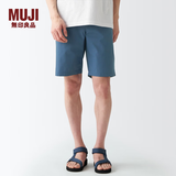 MUJI 男式 棉水洗府绸 短裤休闲短裤男款夏季纯棉全棉AED14A2S 烟熏蓝色 M