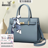 danxilu包包女包真皮斜挎手提包女士大容量婚包喜婆婆包生日礼物送妈妈 【轻奢时尚】灰蓝色9632