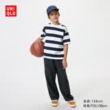 优衣库童装男童女童麻混纺宽松长裤休闲宽腿阔腿裤483507 475771 483507/09黑色 160