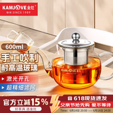金灶（KAMJOVE） 玻璃泡茶壶耐高温304不锈钢过滤花茶壶飘逸杯煮茶壶简约式茶艺壶 A-07【600mL】