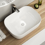 哈骆顿（HALODN）台上盆卫生间陶瓷台上式椭圆形洗手盆洗脸盆艺术盆洗手池水盆面盆 艺术盆505*405*135+下水管 【陶瓷台上盆】包含水龙头