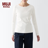 MUJI女式 弹力罗纹编织 圆领长袖T恤打底衫女款内搭 女装 BB2OVA4S 米白色 XS (150/76A)