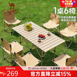 骆驼（CAMEL）户外折叠桌折叠椅露营装备全套蛋卷桌野餐野营桌椅用品175BL03010