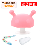 妈贝乐（mombella） mombella妈贝乐小蘑菇牙胶安抚牙胶硅胶安全婴儿磨牙牙胶咬咬胶 粉色 桃子+防掉链+收纳盒