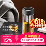 万象（WANXIANG）双层玻璃杯经典皮纹V21RL商务办公礼盒泡茶杯480ML大容量家用水杯