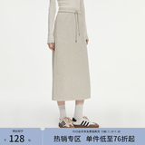 范思蓝恩半拉领廓形落肩加绒加厚重磅卫衣女冬季2024新款14491 燕麦灰半身裙 S